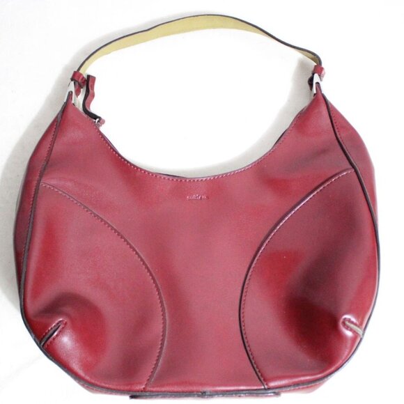 EMILIE M HOBO Purse Shoulder Bag Burgundy Faux Leather - Picture 7 of 9